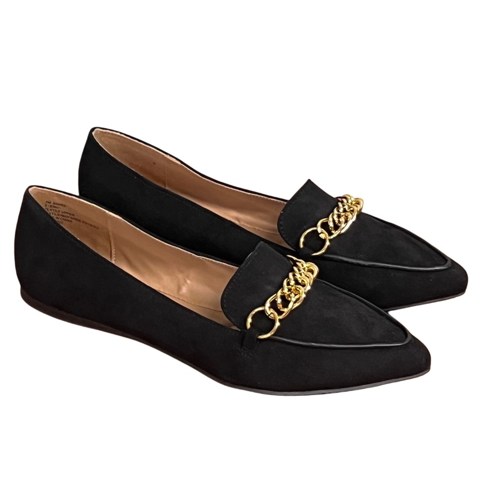 Women’s Esprit Binnie Embellished Loafer Black Pointed Toe Flas